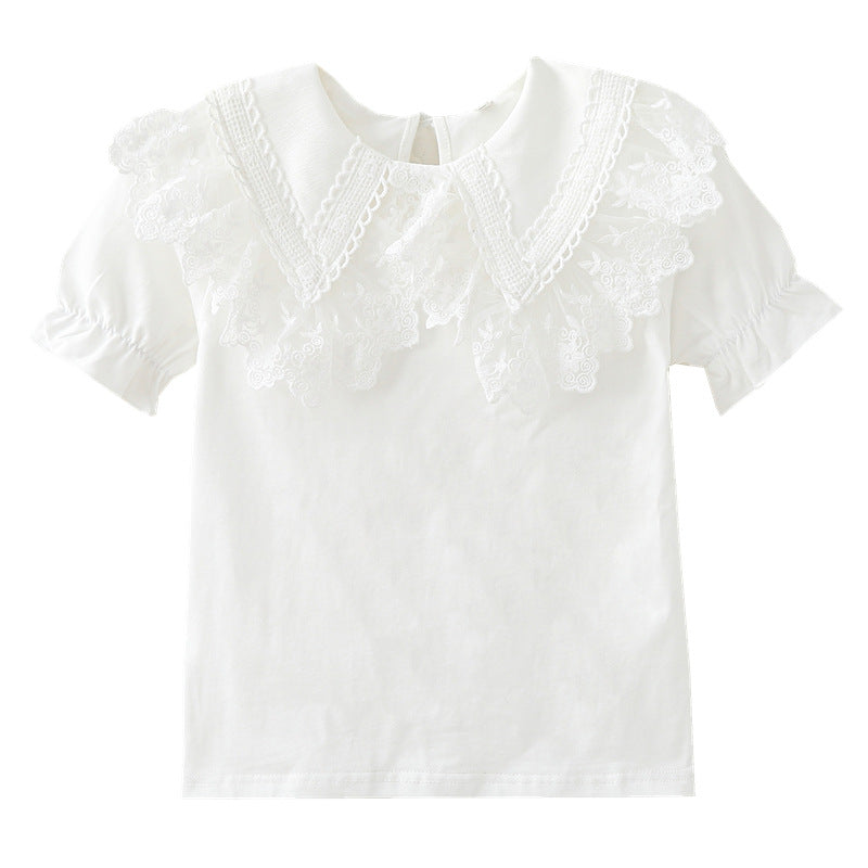 Mädchen Bluse mit Spitzenkragen und Rüschendetails Echo Archiv