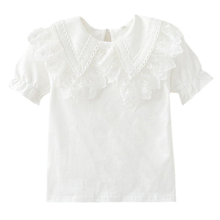 Mädchen Bluse mit Spitzenkragen und Rüschendetails Echo Archiv