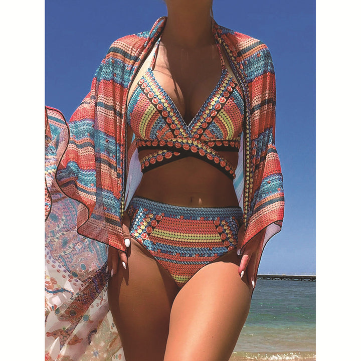 Damen Bikiniset mit kreativem Design und transparentem Kaftan Echo Archiv