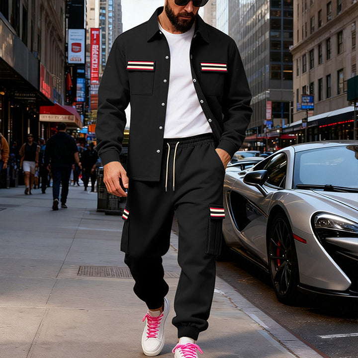 Herren Urbanes zweiteiliges Utility-Joggingset mit Overshirt und Cargo-Hose Echoarchiv
