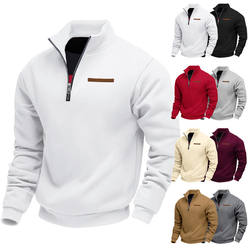 Herren modischer Kapuzenpullover mit halbem Reißverschluss und hochwertigen Details Echoarchiv