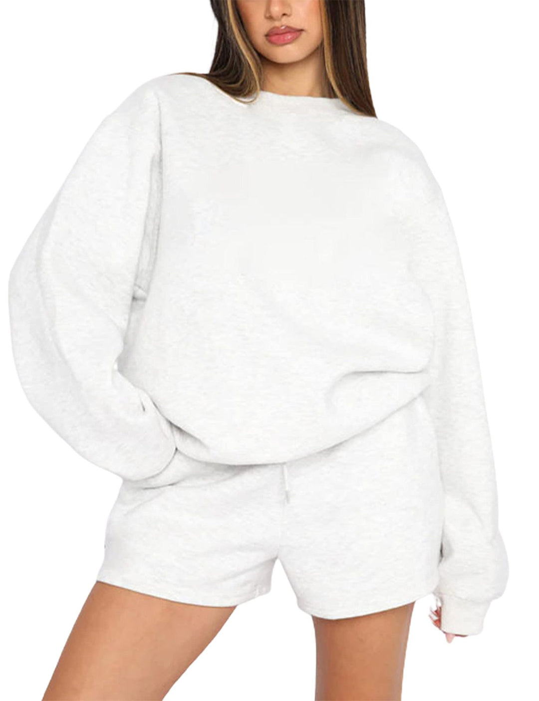 Damen nan weites Sweatshirt und Shorts Haus-Set aus weichem Frottee Echo Archiv