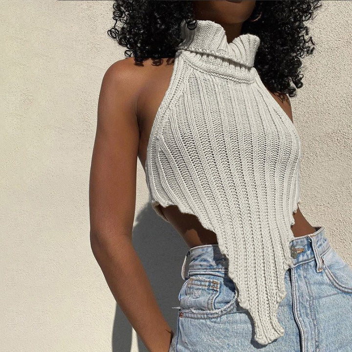 Damen cropped Stricktop mit hohem Kragen Echo Archiv
