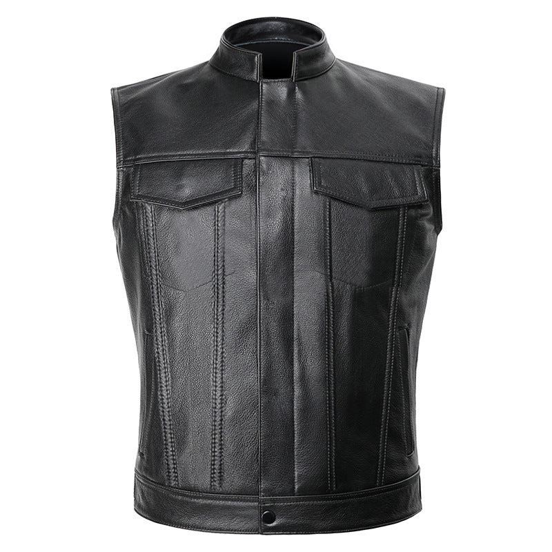 Herren Motorrad-Lederweste mit praktischen Taschen und modernem Design Echoarchiv