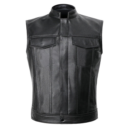 Herren Motorrad-Lederweste mit praktischen Taschen und modernem Design Echoarchiv