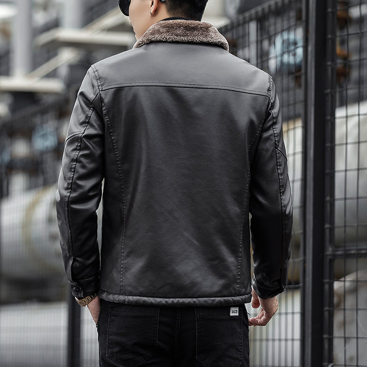 Herren Moderner Kunstlederblouson mit Teddykragen Echo Archiv