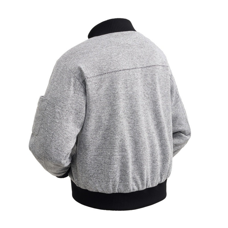 Herren Wollmischung Bomberjacke mit Stehkragen, gerippten Bündchen und Utility-Arm-Tasche – Brevano