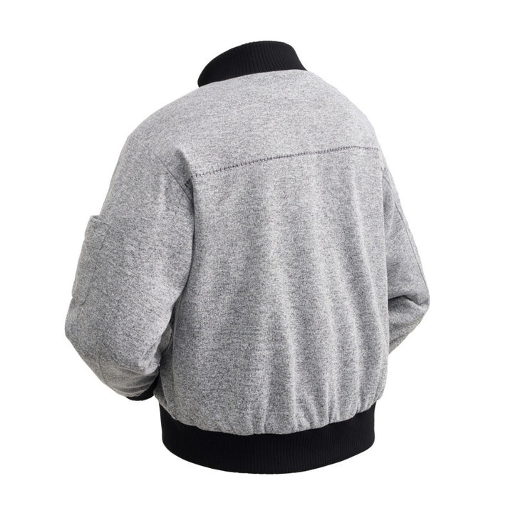 Herren Wollmischung Bomberjacke mit Stehkragen, gerippten Bündchen und Utility-Arm-Tasche – Brevano