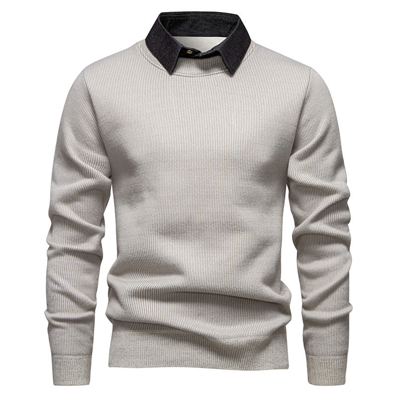 Echoarchiv | Herren Strickpullover mit Kontrastkragen