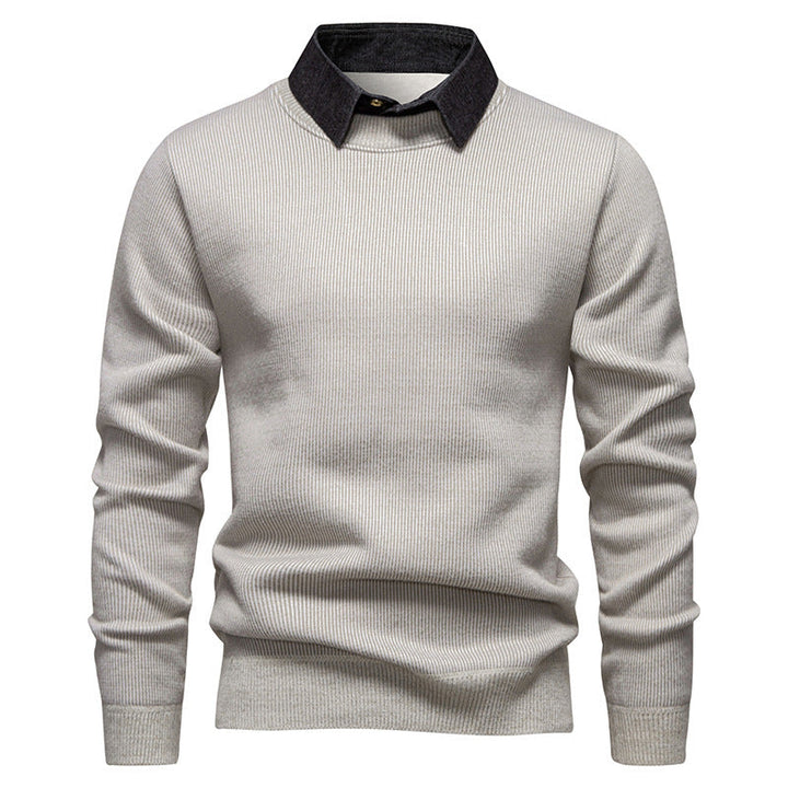 Echoarchiv | Herren Strickpullover mit Kontrastkragen