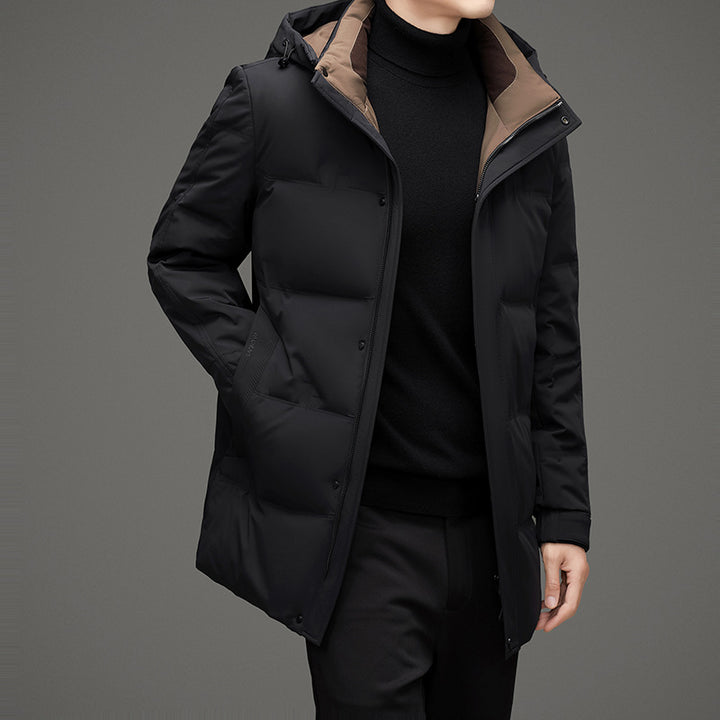Herren Wattierte Kapuzen-Steppjacke mit verlängertem Schnitt und winddichter Membran Echo Archiv