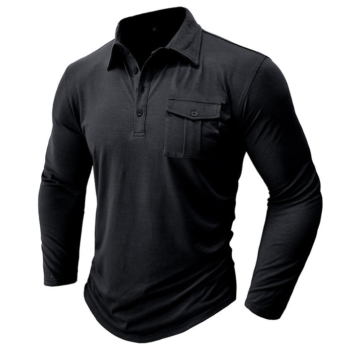 Herren Langarm Poloshirt mit praktischer Brusttasche und modernem Schnitt Echoarchiv