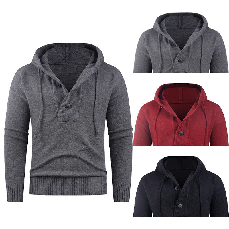 Herren modischer Pullover mit hohem Kragen und funktionalen Knöpfen Echoarchiv