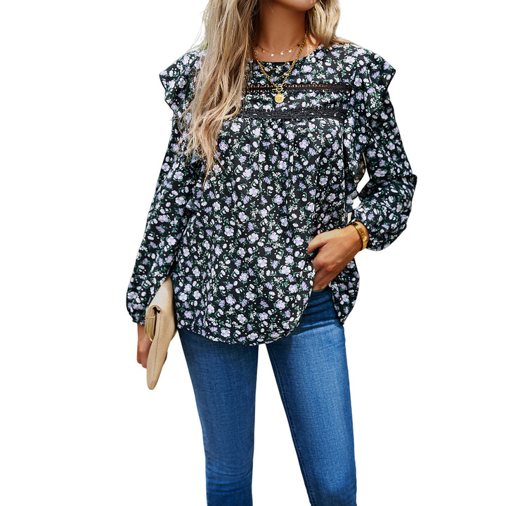 Damen nan romantische Hemdblusenbluse mit Spitzenborte, Volantärmel und lockerer Tunika-Silhouette Echo Archiv