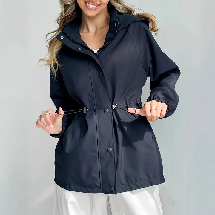 Damen nan wasserfeste Regenjacke mit Kapuze und Taillenzug Echo Archiv