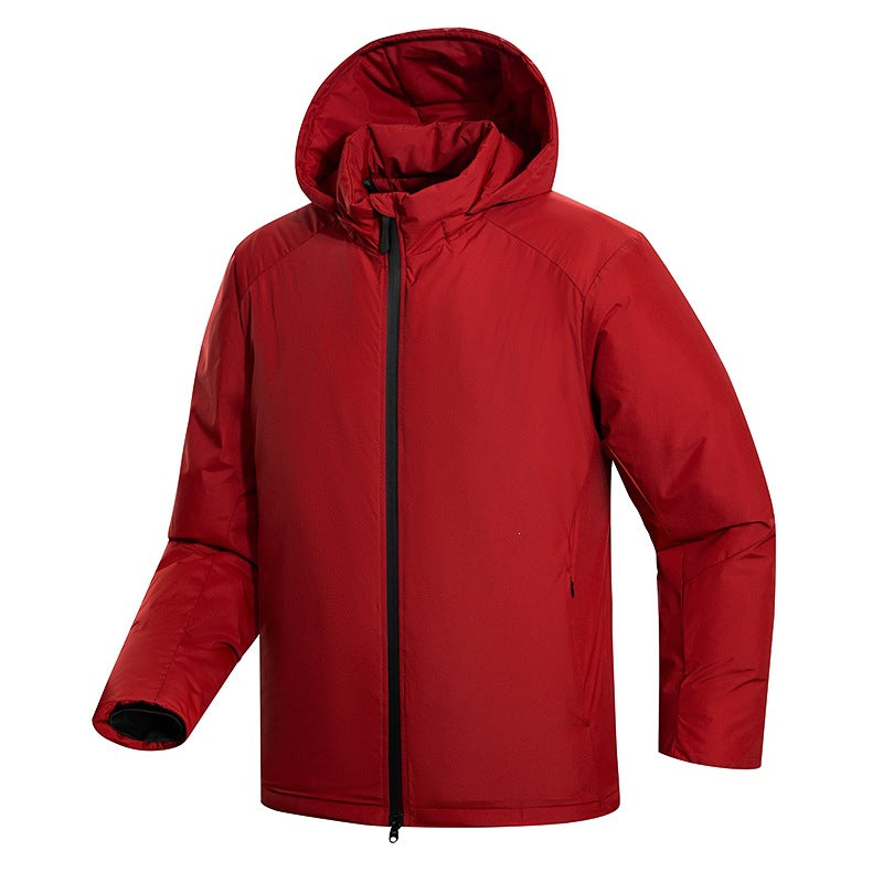 Herren Leichte Allwetter‑Isolationsjacke mit Kapuze, winddichter Hülle & verdecktem Reißverschluss Echoarchiv