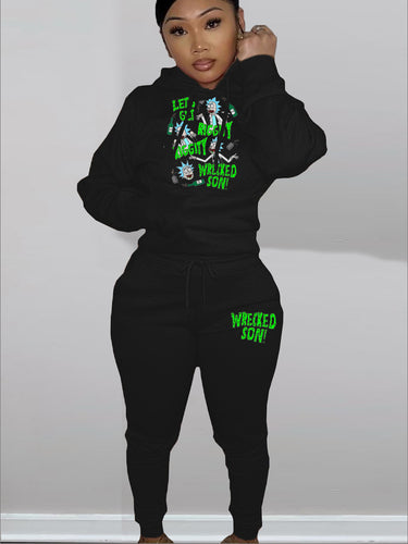 Herren Hoodie und Jogginghose Set mit humorvollem Grafikdruck Echoarchiv
