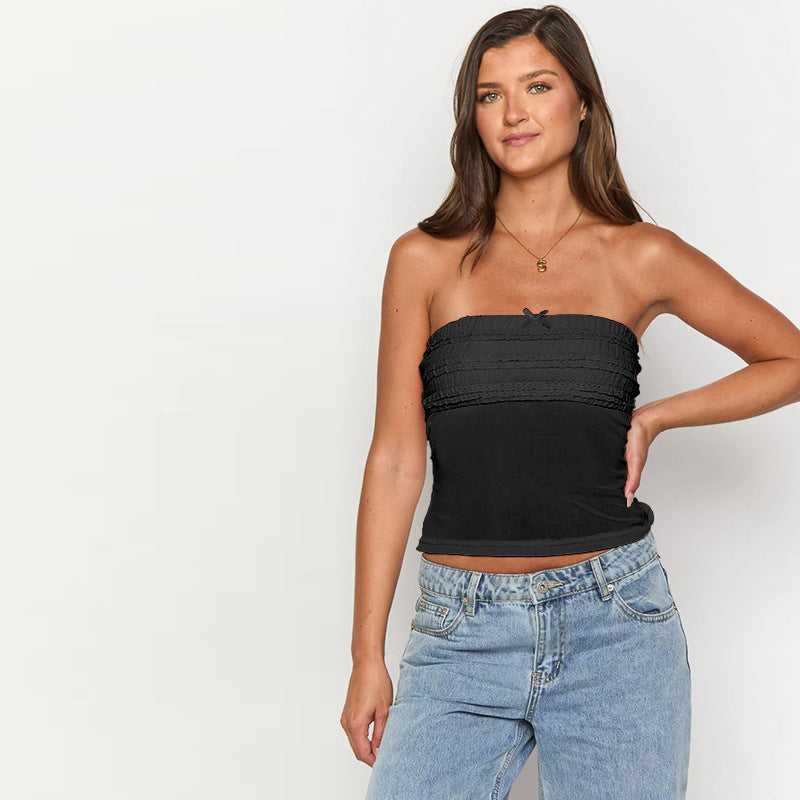 Damen luftiges Bandeau-Oberteil mit Rüschen Echo Archiv