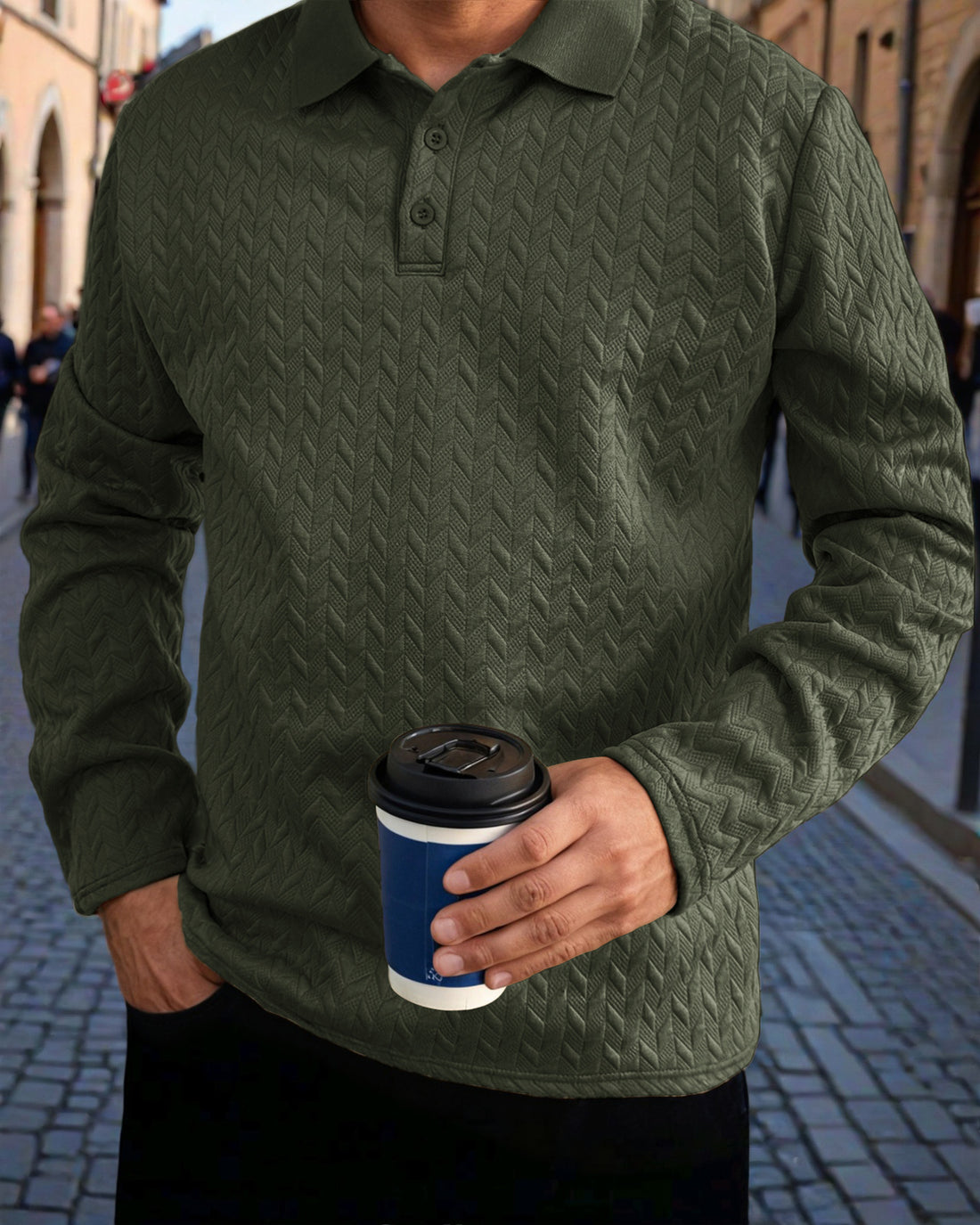 Herren Langarm Poloshirt – Cavello