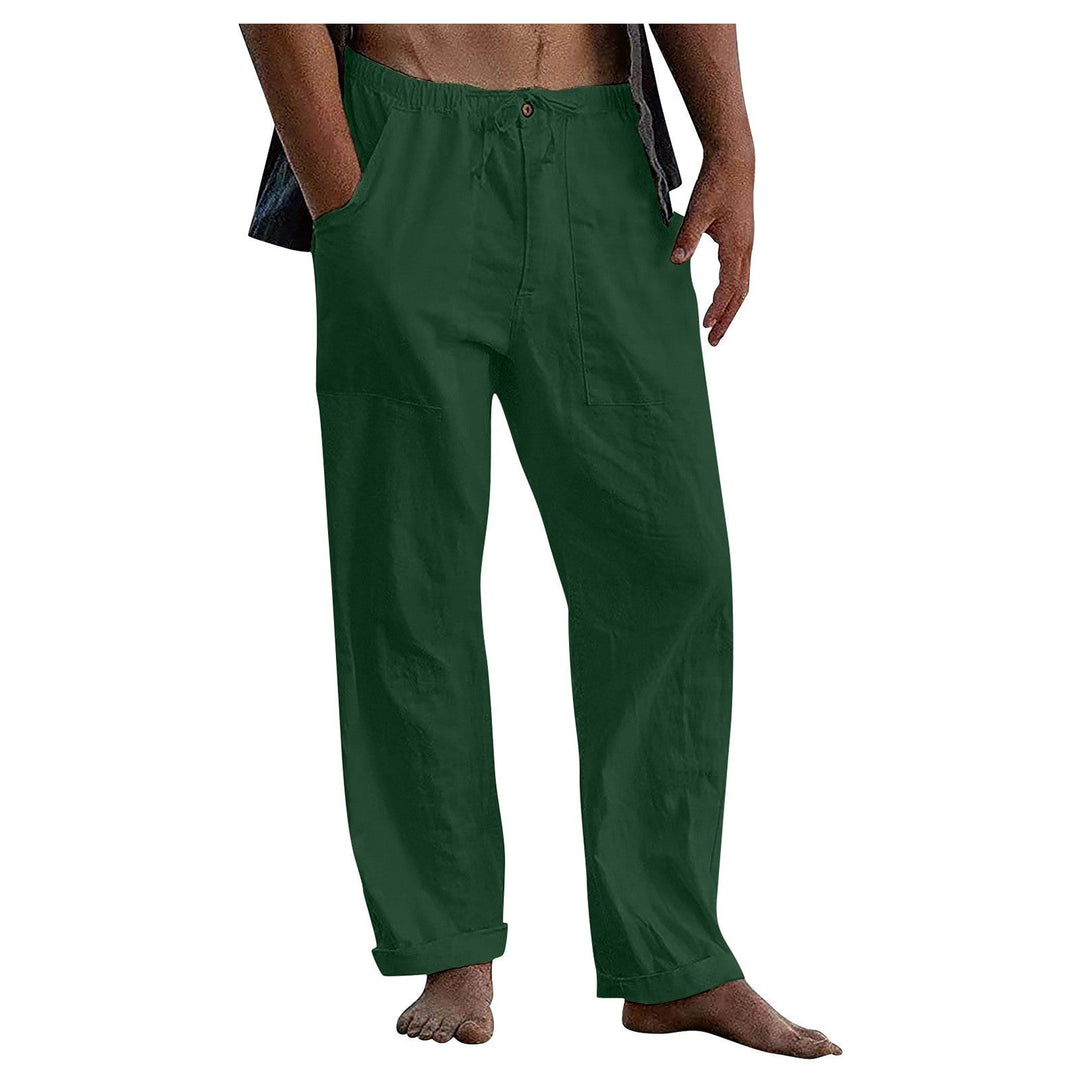 Herren Relaxed Fit Leinenhose mit elastischem Bund und praktischen Taschen Echoarchiv