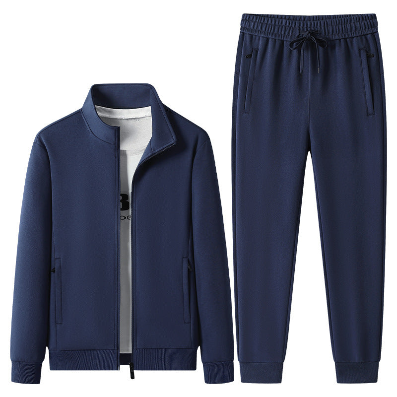 Herren Freizeit-Trainingsanzug Set mit Stehkragen Reißverschlussjacke und Jogginghose aus French Terry – Marzano