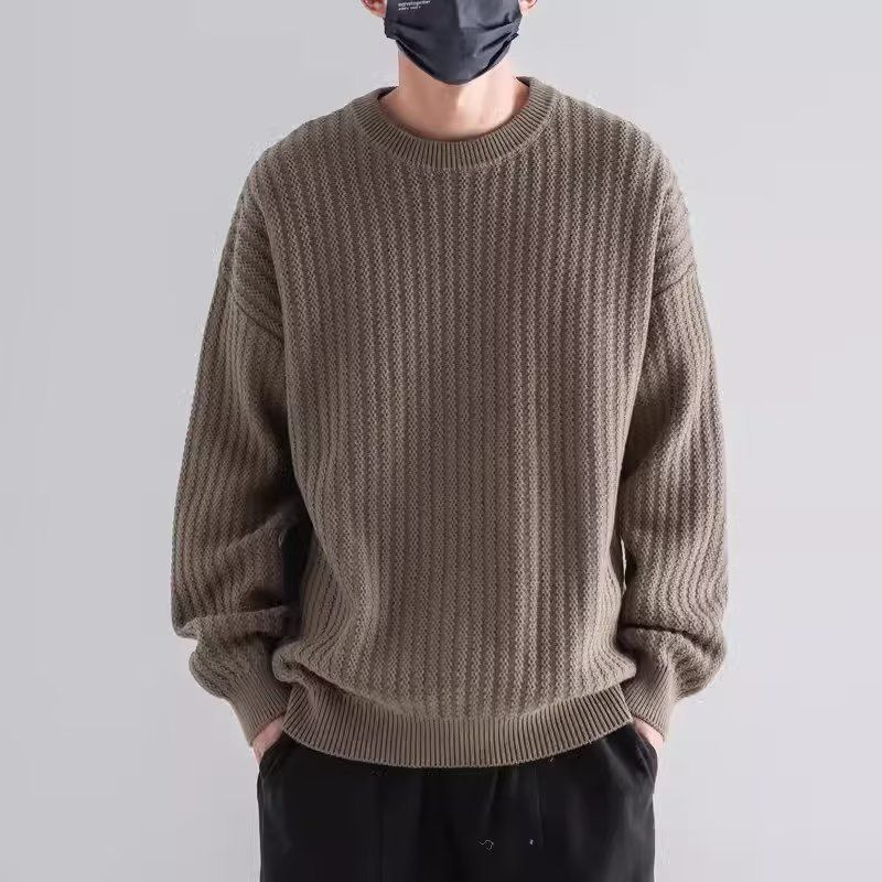 Herren Gemütlicher Grobstrickpullover mit Rundhalsausschnitt Echoarchiv