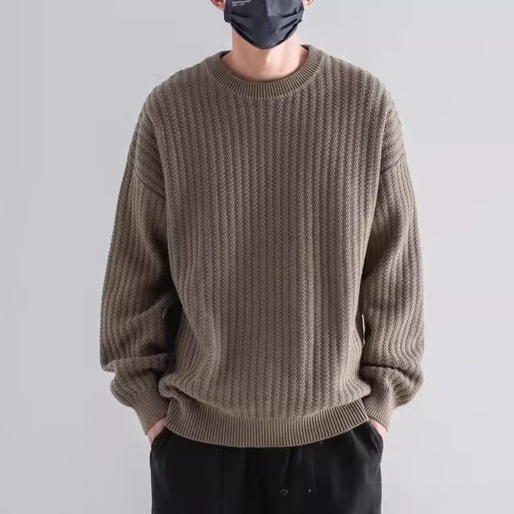 Herren Gemütlicher Grobstrickpullover mit Rundhalsausschnitt Echoarchiv