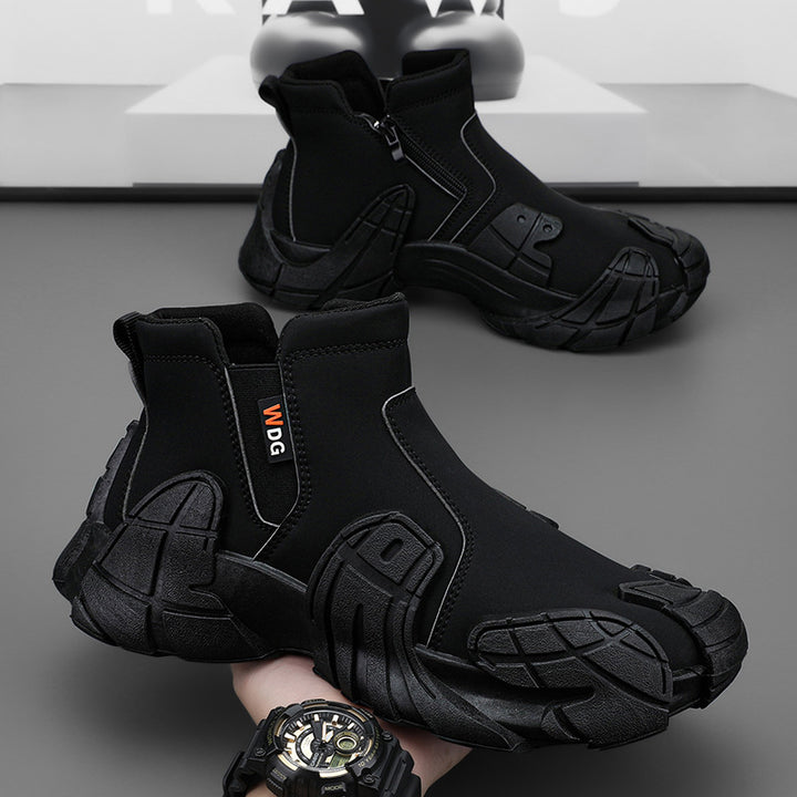 Herren robuste technische Chelsea-Boots mit neoprenartigem Schaft, seitlichem Reißverschluss und profiliertem Offroad-Laufsohle – Tavélo