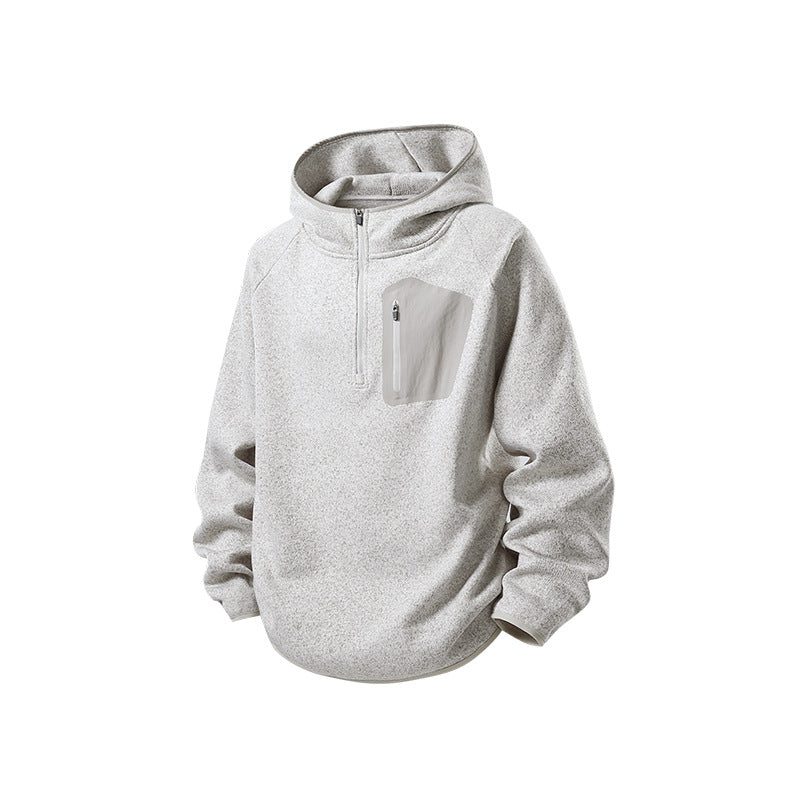 Damen Fleece-Halbzip Kapuzenpullover mit Brust-Zip-Tasche und relaxed Oversize-Schnitt Echo Archiv
