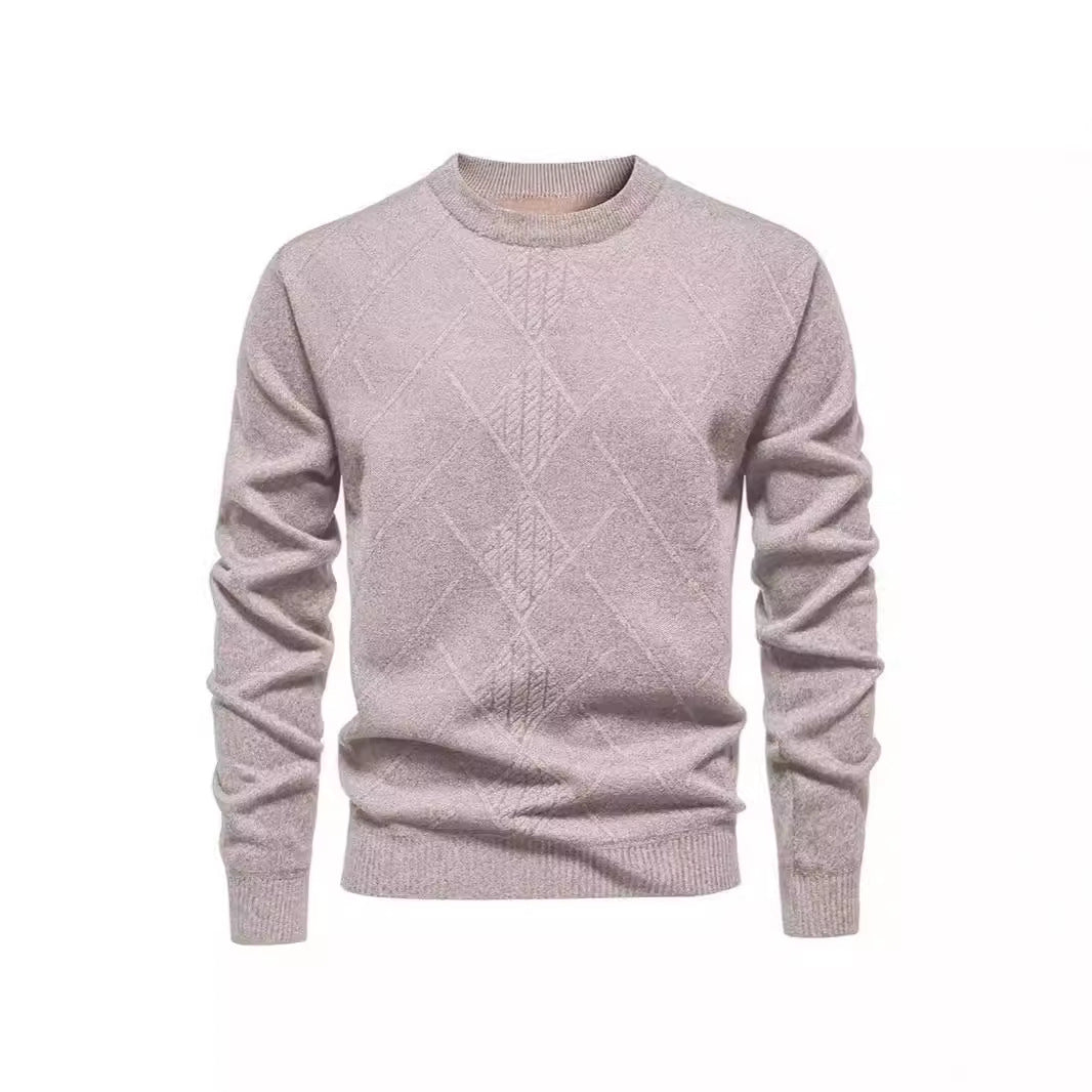Herren Strickpullover mit strukturiertem Rautenmuster und klassischem Rundhalsausschnitt Echoarchiv