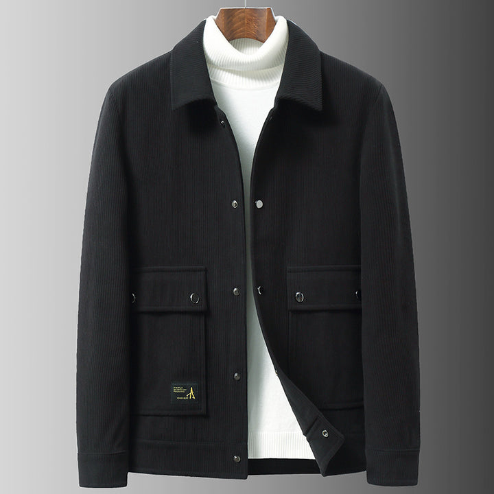 Herren Cordjacke mit Utility-Taschen und Druckknopfverschluss Echoarchiv