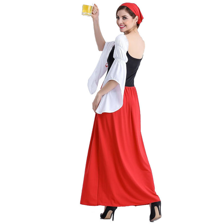 Damen nan Festival-Kostümkleid im Vintage-Bauernstil mit geschnürter Korsage und geraffter Off-Shoulder-Bluse Echo Archiv