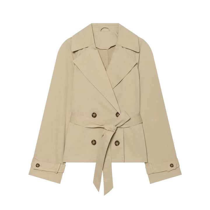Damen Cropped Trenchjacke im Boxy‑Schnitt mit breitem Revers und Bindegürtel Echo Archiv