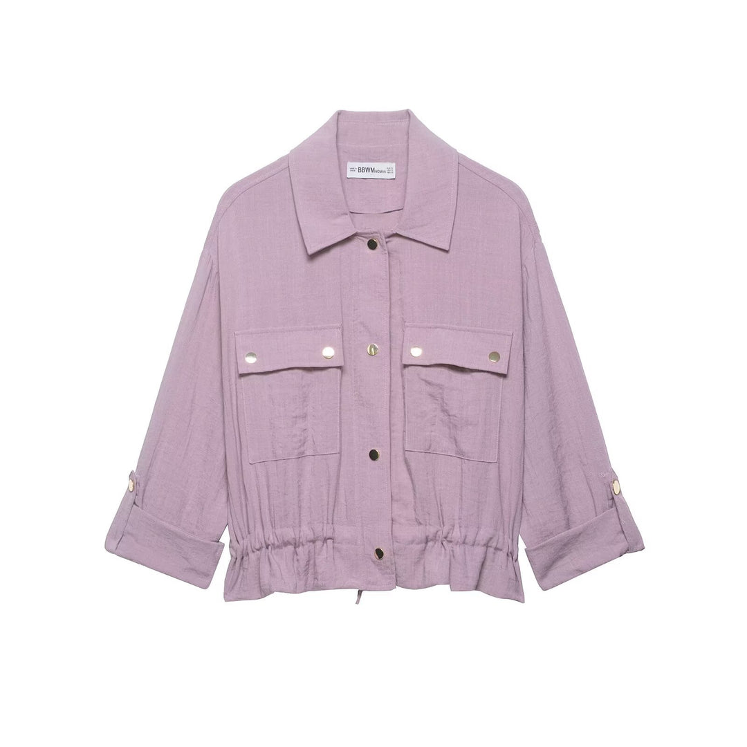 Damen Utility-Overshirt-Jacke mit Kordelzug und aufgesetzten Taschen Echo Archiv