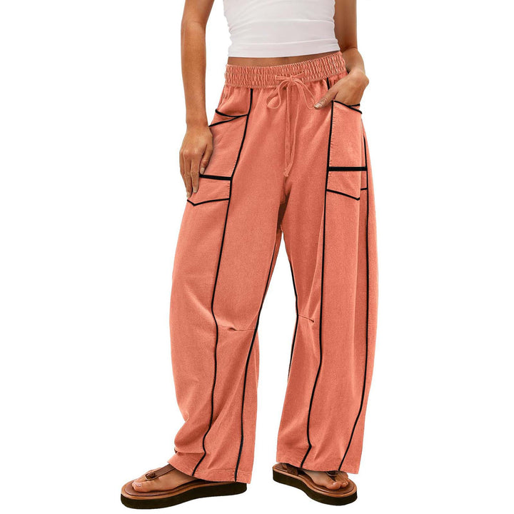 Damen nan weite Lounge-Hose mit Kordelzug, Kontrastpaspelierung und Cargo-Taschen Echo Archiv