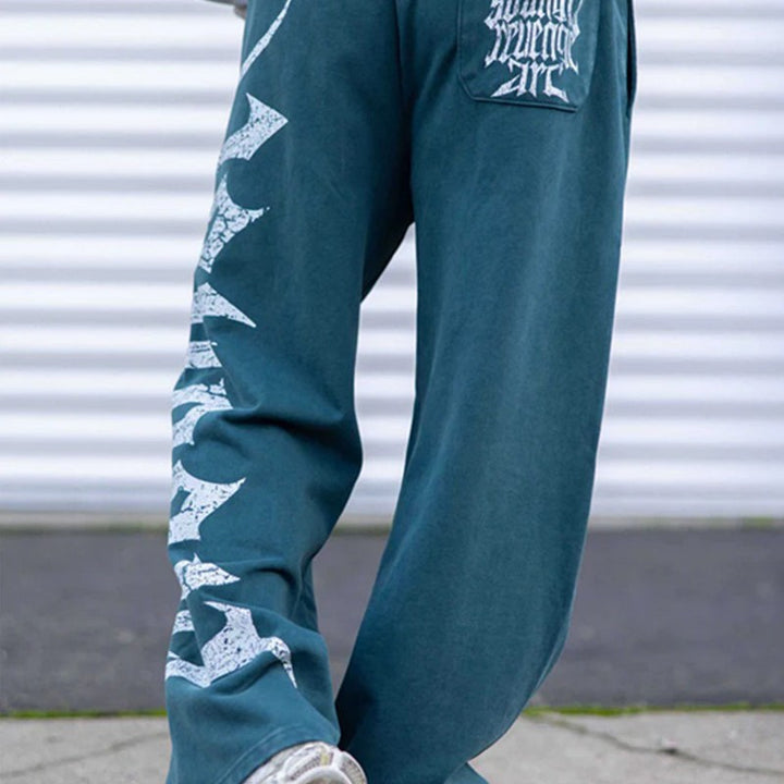 Herren nan weite Sweathose aus angerautem Fleece mit seitlichem Vintage-Print und Kordelbund Echo Archiv
