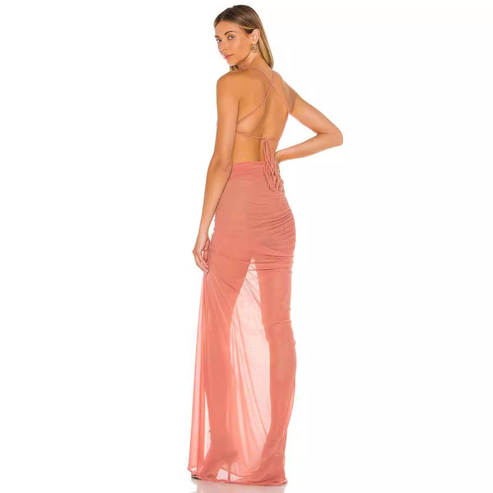 Damen Elegantes Wickelkleid mit tiefer Rückenansicht und fein schwingendem Rock Echo Archiv