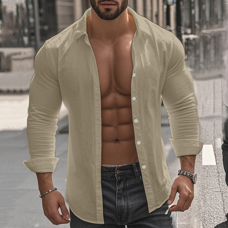 Herren elegantes Langarmhemd aus leichtem, atmungsaktivem Stoff Echoarchiv