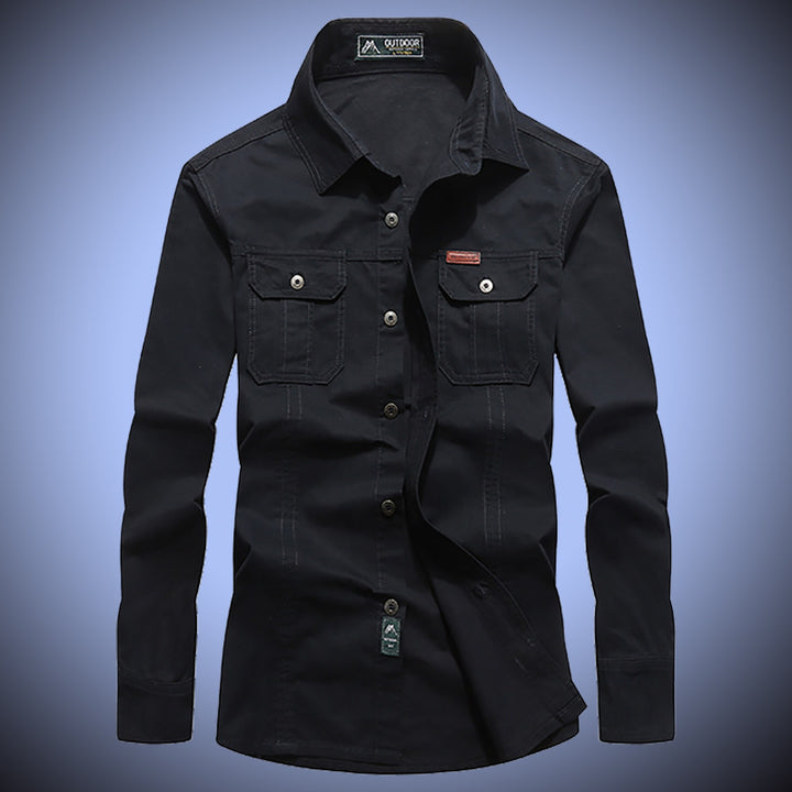 Herren Canvas-Overshirt mit Brustklappen und robustem Baumwollmix – Taviero