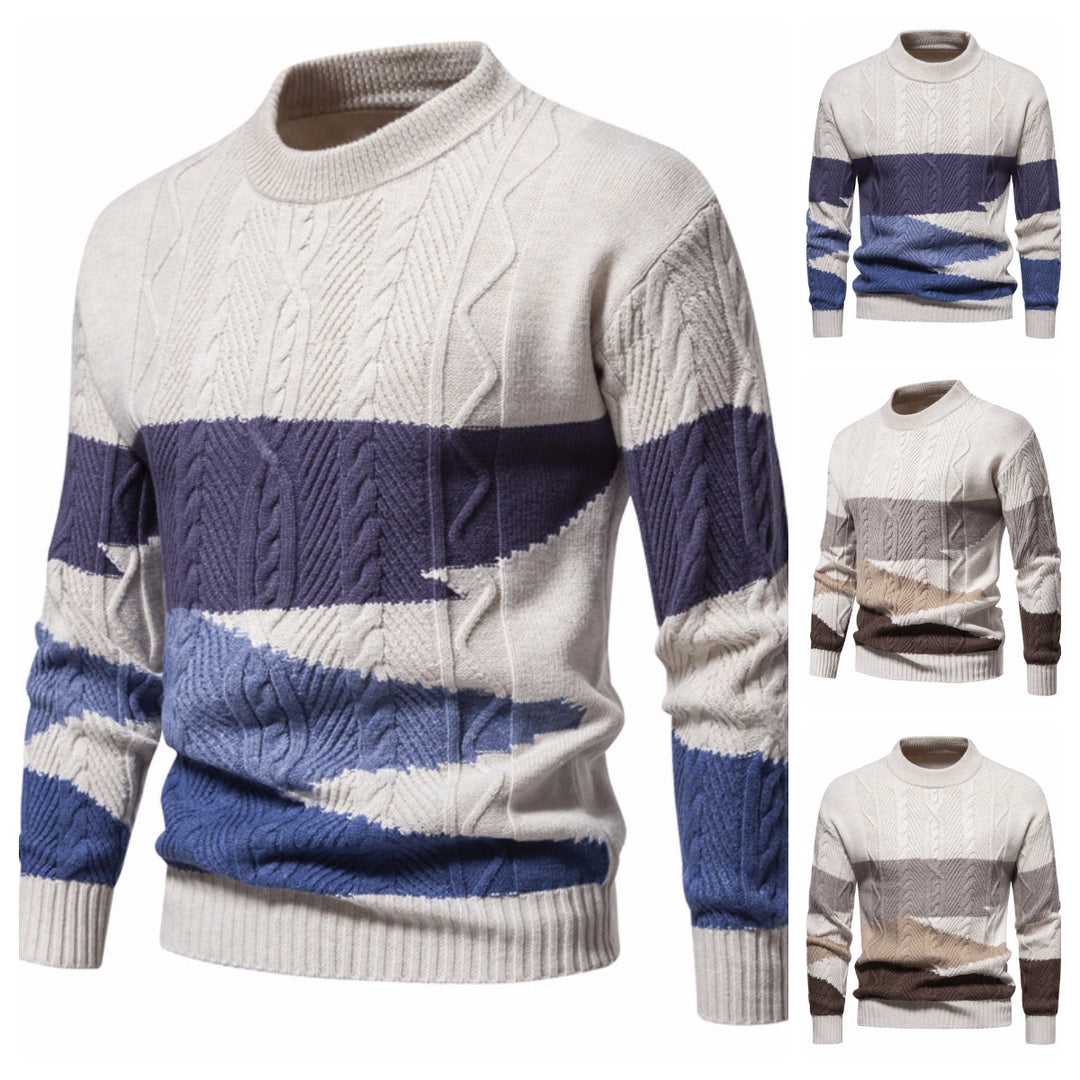 Herren Strickpullover mit modernem Zopfdesign und grafischen Akzenten Echoarchiv