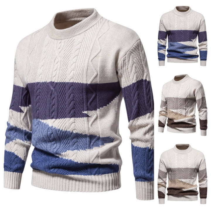 Herren Strickpullover mit modernem Zopfdesign und grafischen Akzenten Echoarchiv