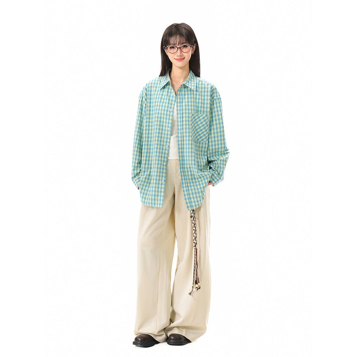 Damen Oversize‑Hemdbluse im Gingham‑Karo mit Brusttasche Echoarchiv