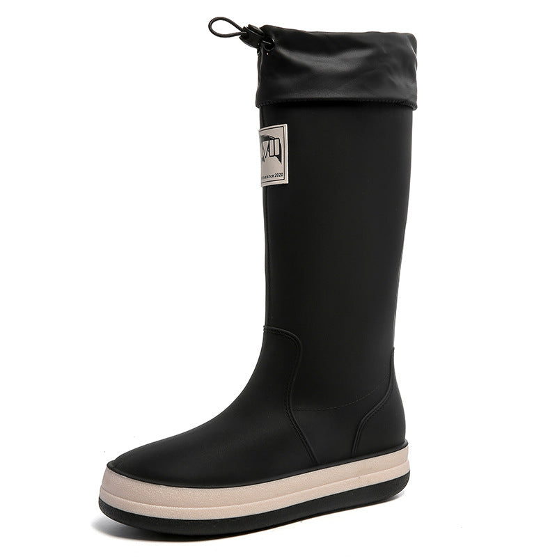 Damen kniehohe wasserdichte Gummistiefel mit verstellbarem Kordelabschluss Echoarhiv – Lioré