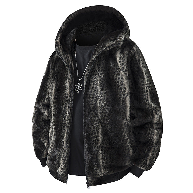 Herren Kapuzen-Fleecejacke im Oversized-Look mit weichem Kunstfellfutter Echo Archiv