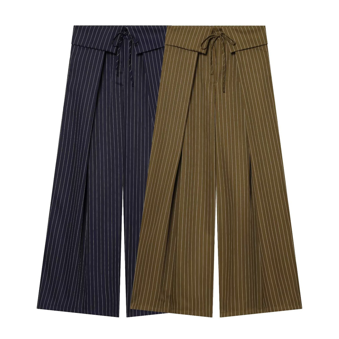 Damen Weite Highwaist-Palazzohose mit Wickel-Front und Taillenschnürung Echo Archiv