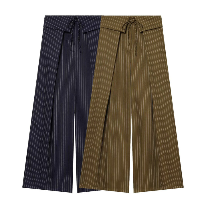 Damen Weite Highwaist-Palazzohose mit Wickel-Front und Taillenschnürung Echo Archiv