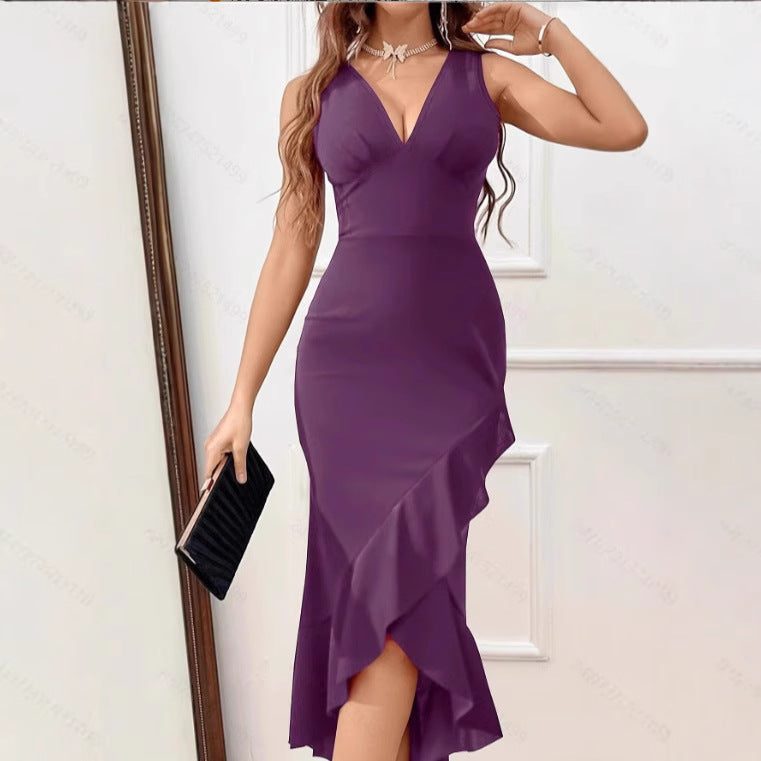 Damen Wickelkleid mit V-Ausschnitt und asymmetrischem Saum Echo Archiv