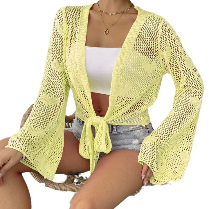 Damen luftiger Strick-Kimono mit offener Front und Kordelzug Echo Archiv