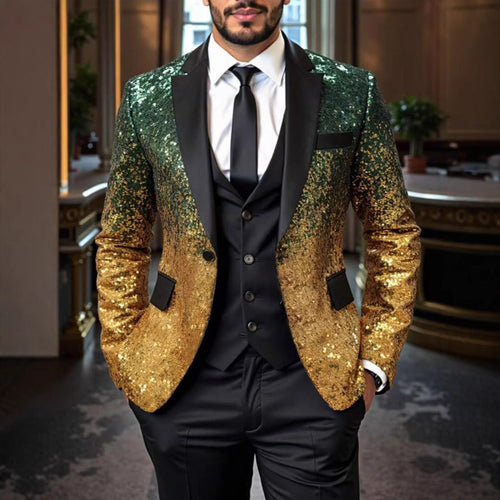 Herren Pailletten‑Sakko mit Satin‑Schalkragen und tailliertem Schnitt Echo Archiv