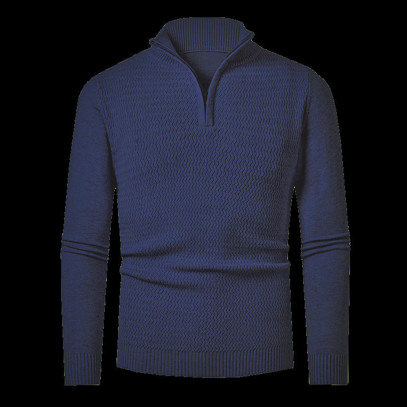Herren nan Feinstrick-Halbzip-Pullover mit strukturierter Wellenoptik und Stehkragen Echo Archiv